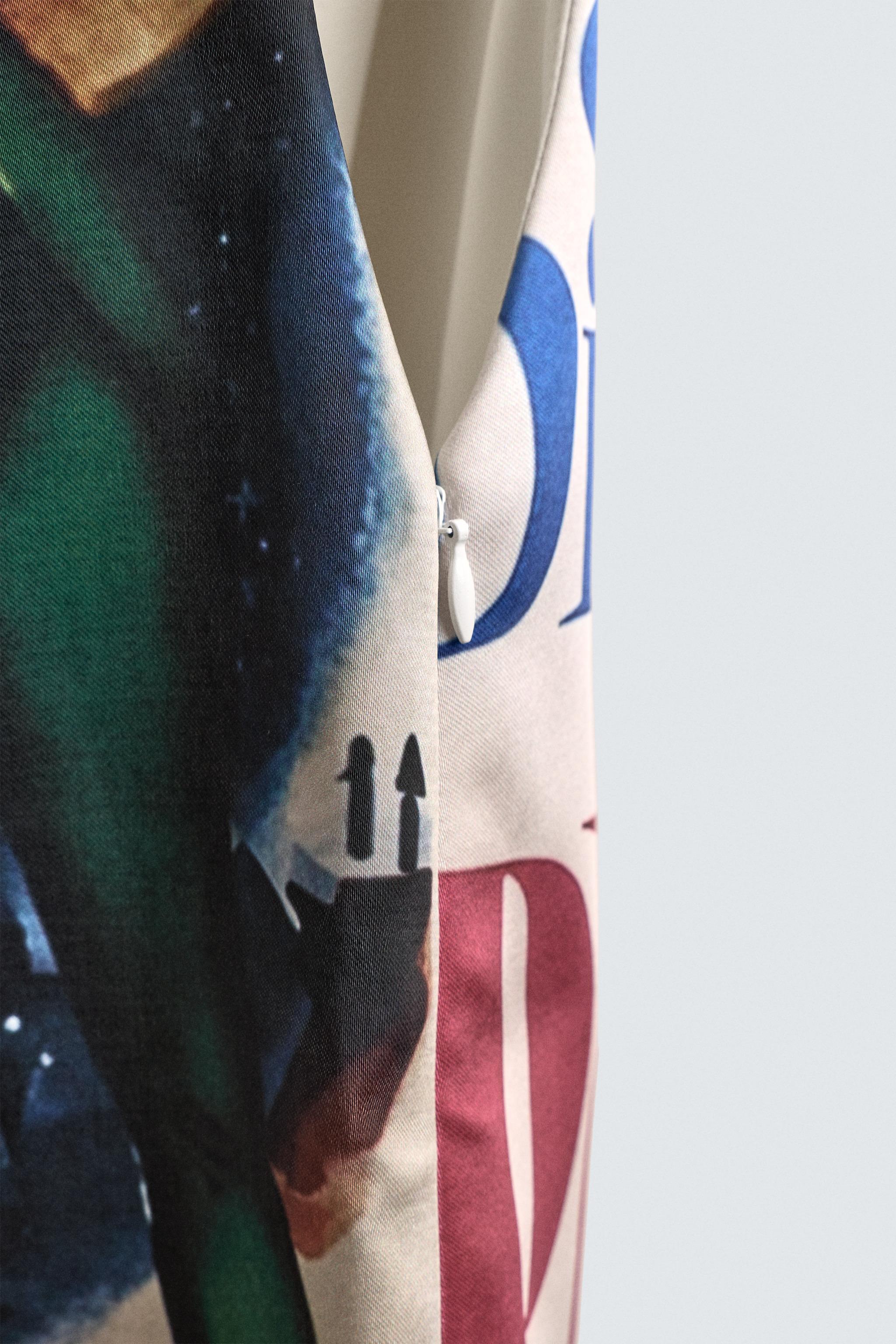 PETER PAN PRINT SATIN DRESS HARRY LAMBERT FOR ZARA X DISNEY